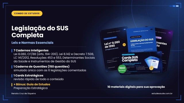 SUPER COMBO DE ESTUDOS SUS (10 em 1): Legislação completa + CARDS revisão + Caderno de questões